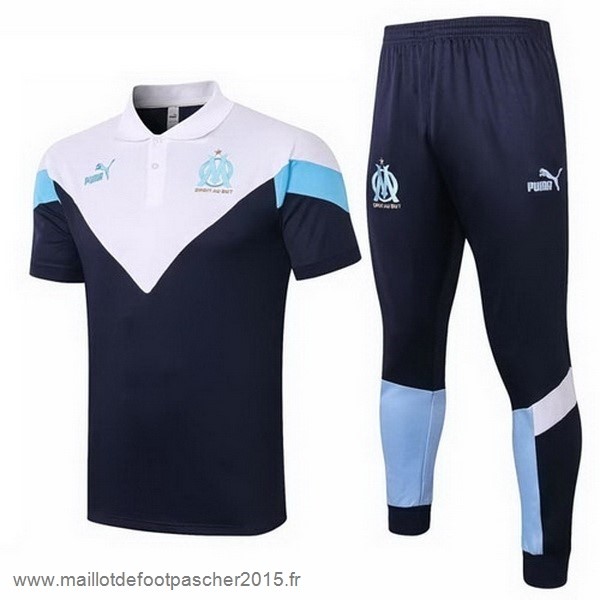 Maillot Foot Achat Ensemble Complet Polo Marseille 2020 2021 Blanc Bleu