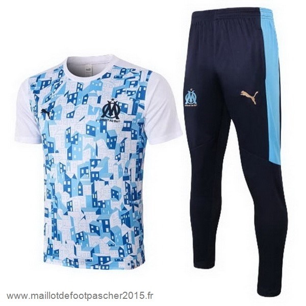 Maillot Foot Achat Entrainement Ensemble Complet Marseille 2020 2021 Bleu Blanc