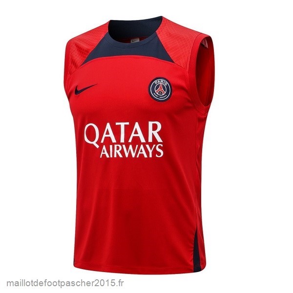 Maillot Foot Achat Entrainement Sans Manches Paris Saint Germain 2022 2023 Rouge