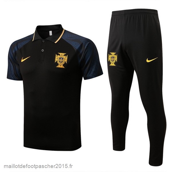 Maillot Foot Achat Ensemble Complet Polo Portugal 2022 Noir