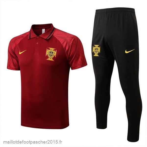 Maillot Foot Achat Ensemble Complet Polo Portugal 2022 Rouge Noir