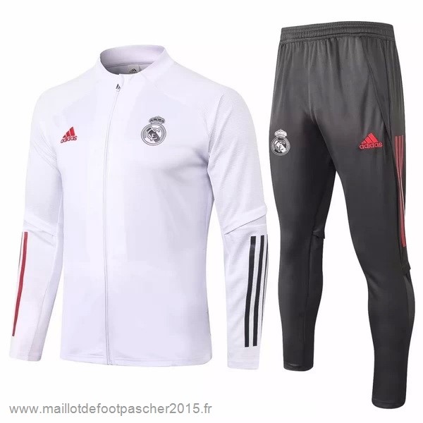 Maillot Foot Achat Survêtements Real Madrid 2020 2021 Blanc Gris Rouge