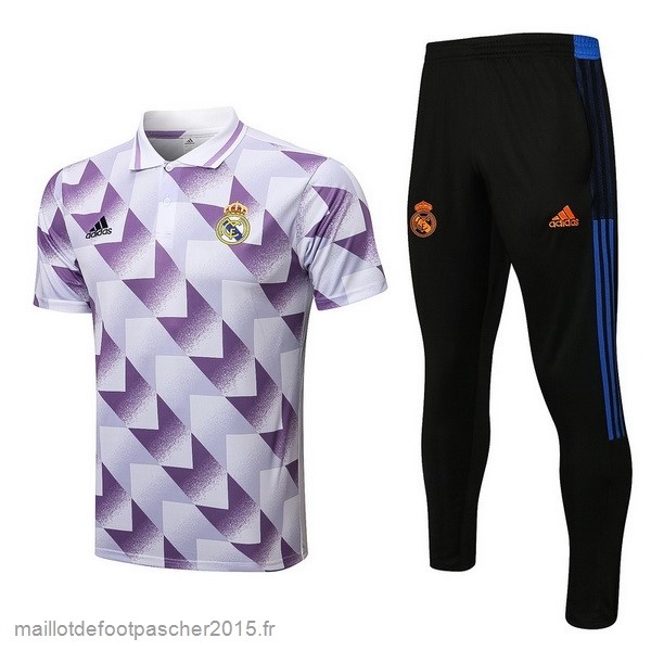 Maillot Foot Achat Ensemble Complet Polo Real Madrid 2022 2023 Purpura Blanc