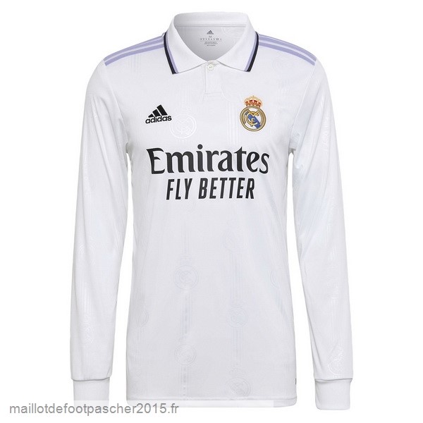 Maillot Foot Achat Thailande Domicile Manches Longues Real Madrid 2022 2023 Blanc